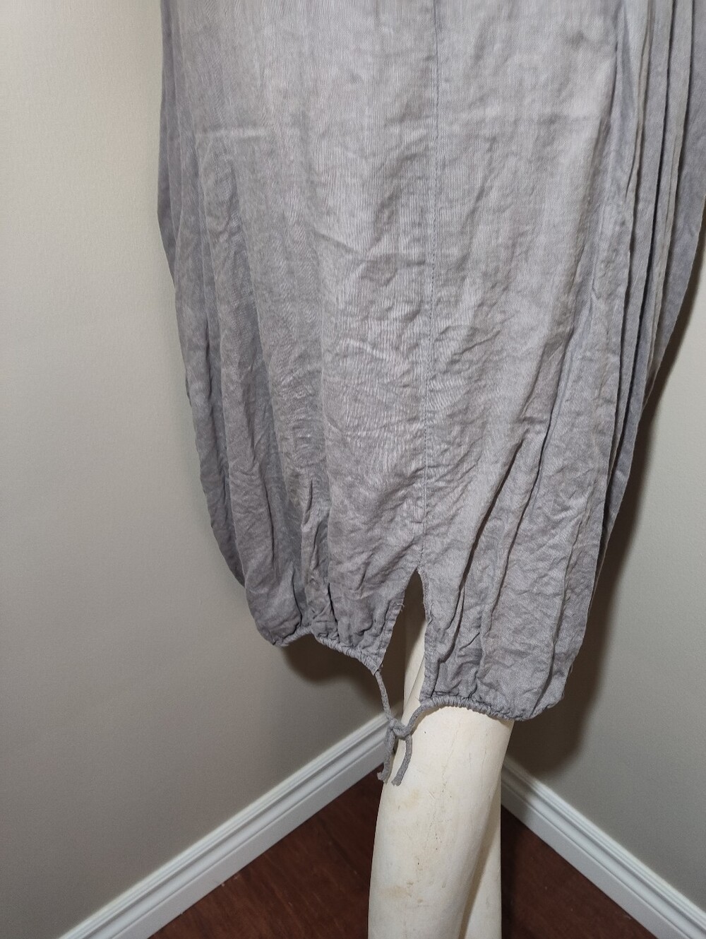 Orange Amore Made in Italy 100% Linen Bubble Hem Dress L/XL Balloon Hem Pockets - Picture 7 of 12